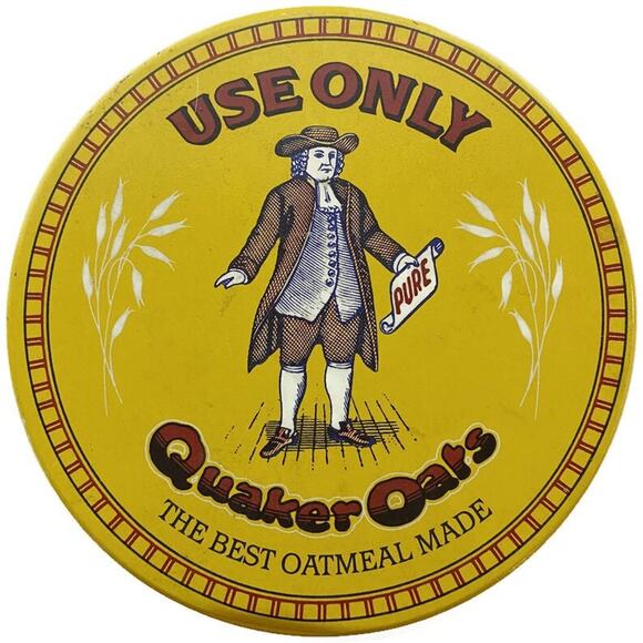 Vintage 1984 Quaker Oats Rolled White Oats Collectible Tin Can 8" Tall - Picture 3 of 6